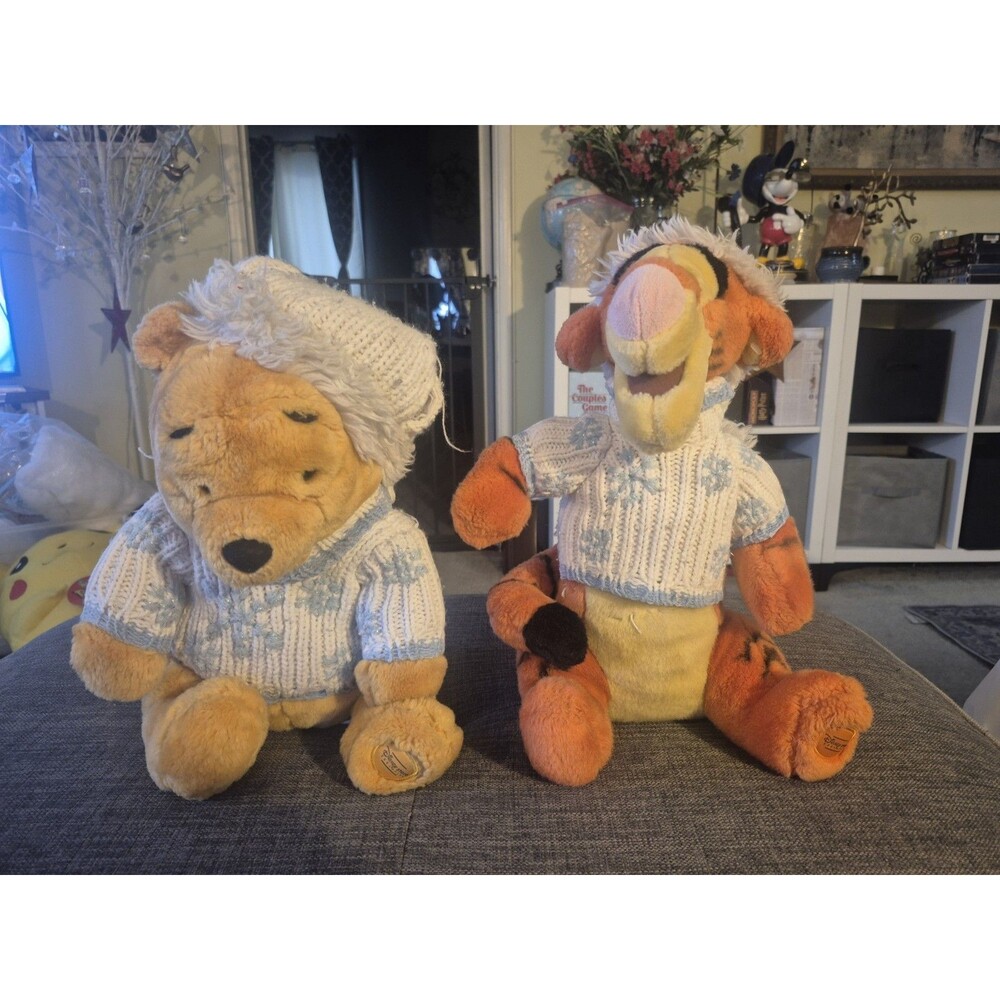 2 Winnie The Pooh Plush Winnie & Tiger Holiday Collectible 14”